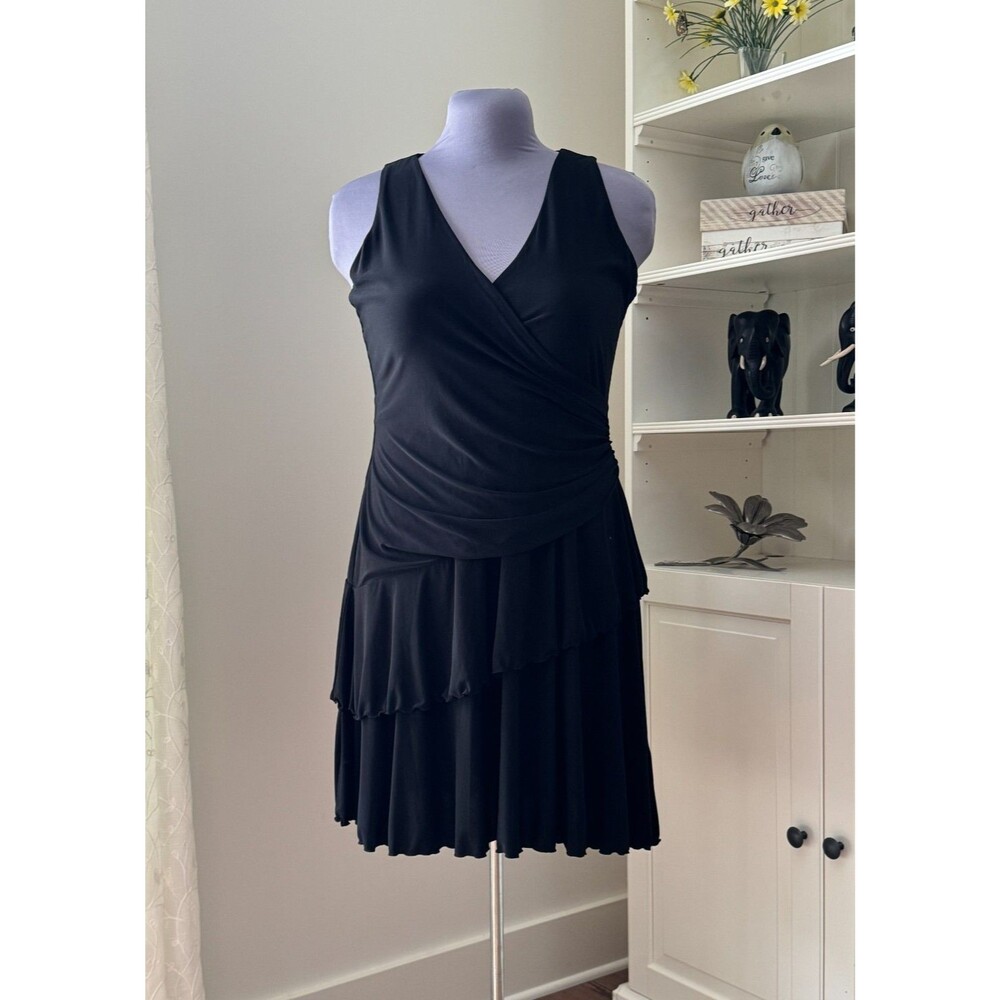 Luxe by Carmen Carc Valvo Dress 16 Black Cocktail Party LBD Fit & Flare Stretch